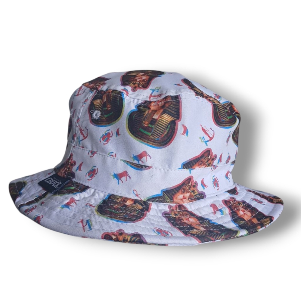 Original Chuck Bucket Hat Cat King Tut - One Size Egyptian Festival Flow Y2K